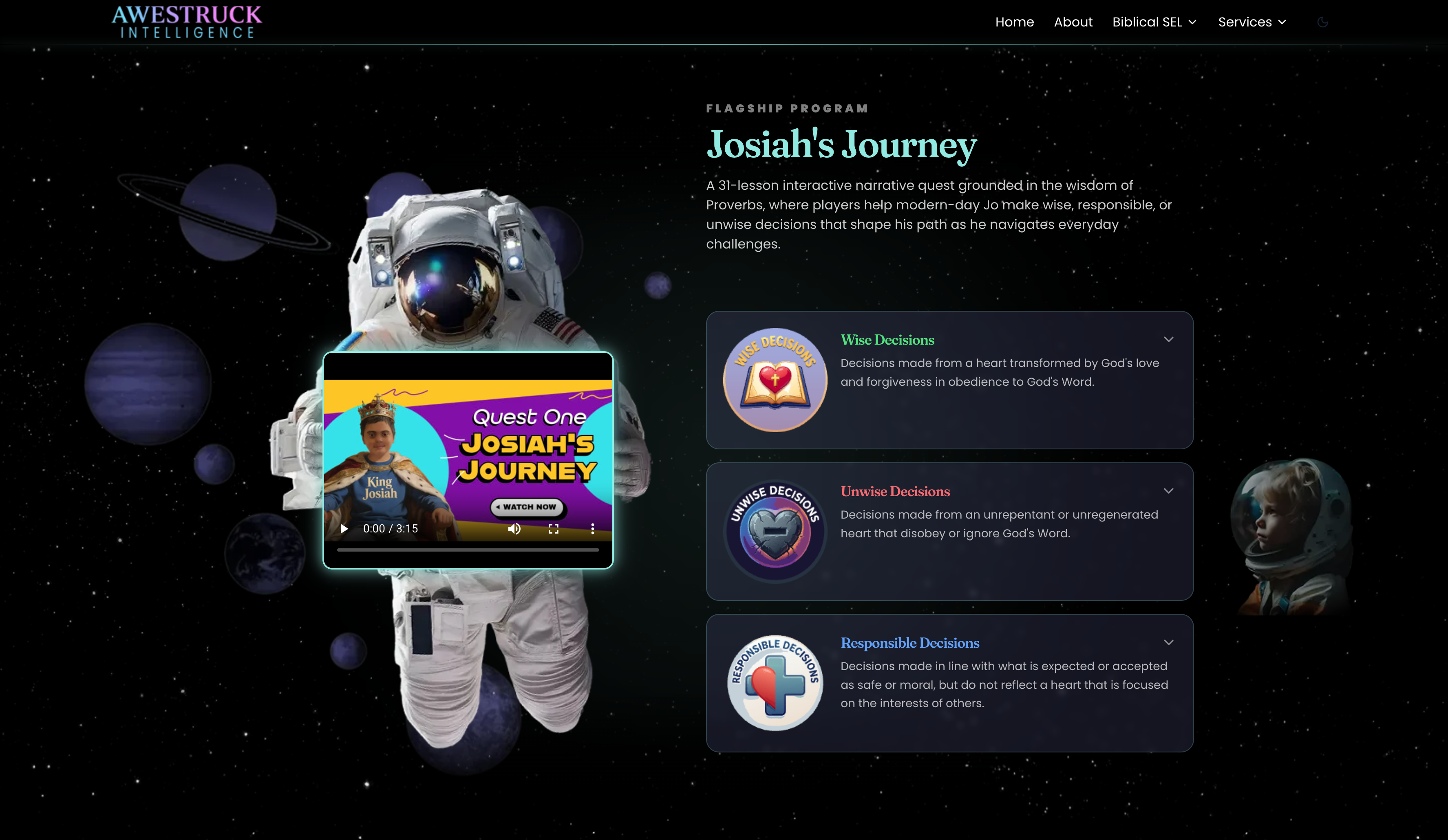 Josiah's Journey Decision Cards