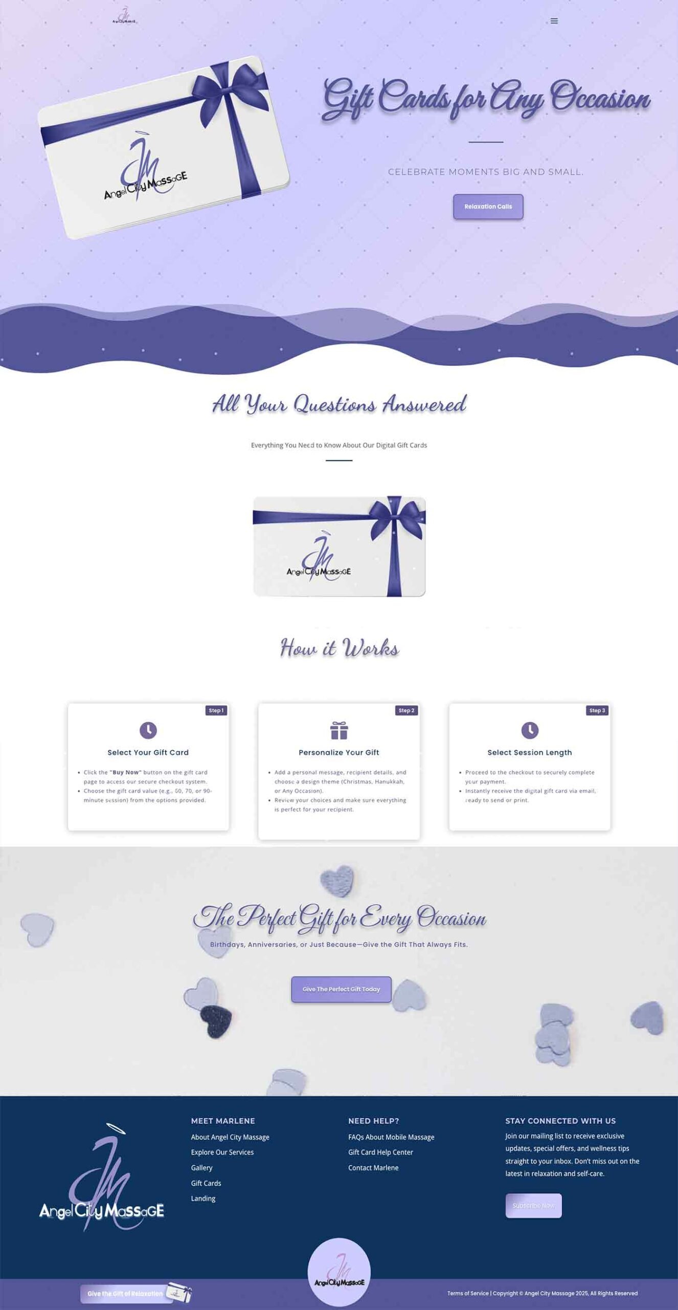 Angel City Massage Our Services Page Mockup