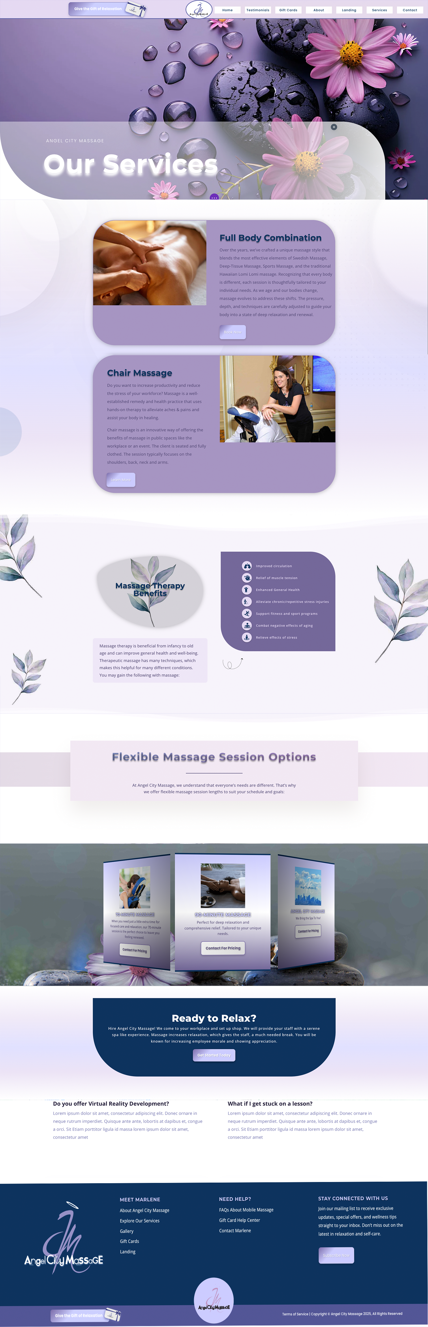 Angel City Massage Gift Cards Page Mockup